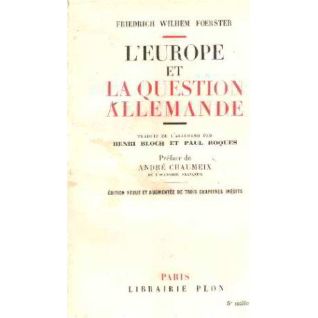 L'europe et la question allemande