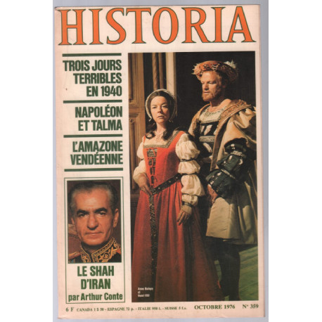 Trois jours terribles en 1940 / napoléon et Talma le Shah d'Iran