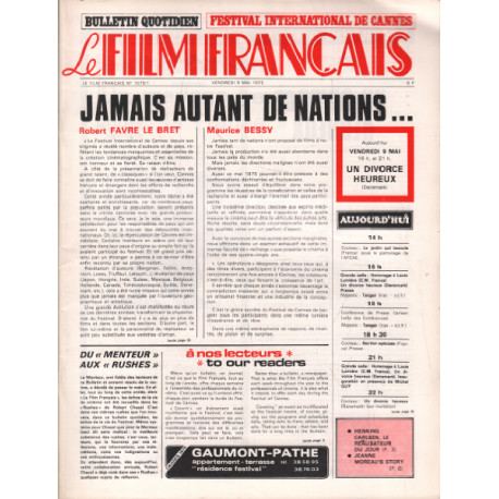 Le film francais n° 1579 - 1 / festival international de cannes...