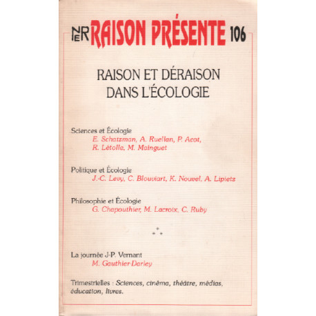 Raison et déraison dans l'écologie