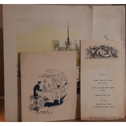Lot de 4 menus années 50 dont 2 menus Air France ligne Paris...