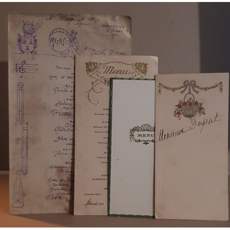 Lot de 4 menus années 30