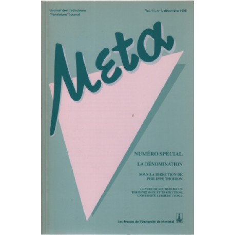 Meta / journal des traducteurs -translators journal volume 41 n° 4