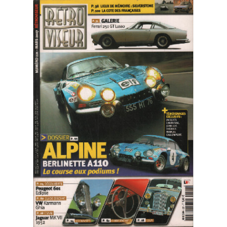 Revue rétroviseur n° 221 : dossier alpine berlinette A110 ,...