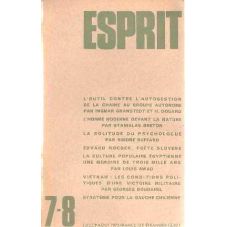 Revue esprit / juillet-aout 1975/ n° 7-8