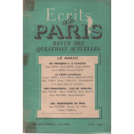 Ecrits de paris / avril 1953 / le maroc