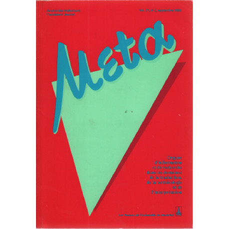 Meta / journal des traducteurs -translators journal volume 37 n° 3