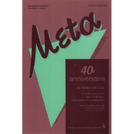 Meta / journal des traducteurs -translators journal volume 40 n° 2