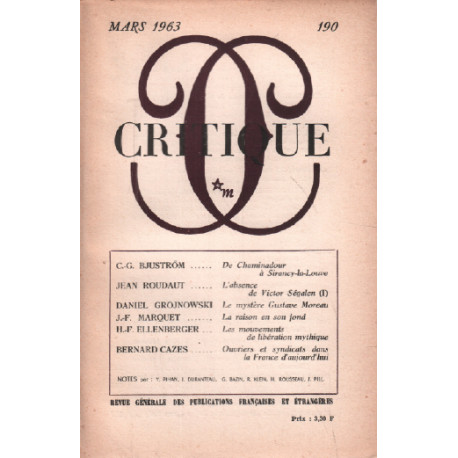 Revue critique N° 190