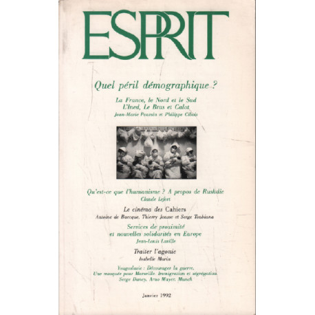 Revue esprit / janvier 1992 / quel péril démographique