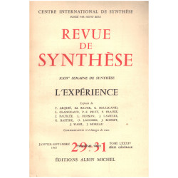 Revue de synthèse n° 29-31 / l'experience