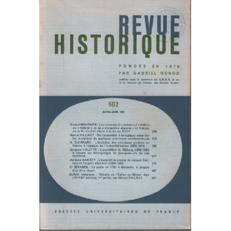 Revue historique n° 502