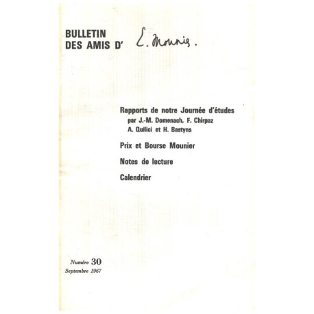Bulletin des amis d'emmanuel Mounier n° 30