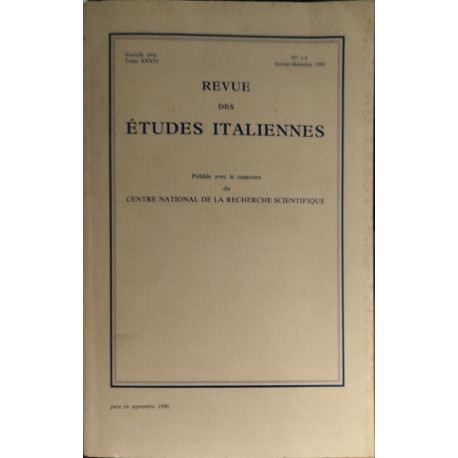 Revue des études italiennes tome XXXVI : N ° 1-4