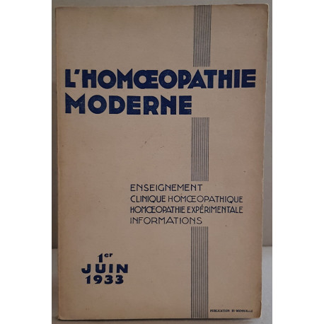 L'homoeopathie moderne - N°11 - 1° Juin 1933