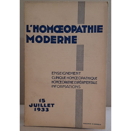 L'homoeopathie moderne - N°14 - 15 Juillet 1933