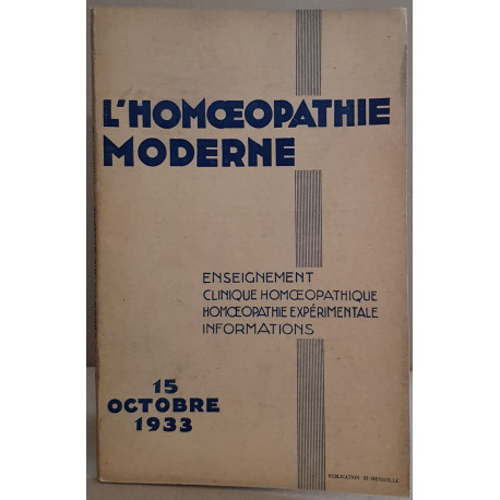 L'homoeopathie moderne - N°16 - 15 Octobre 1933