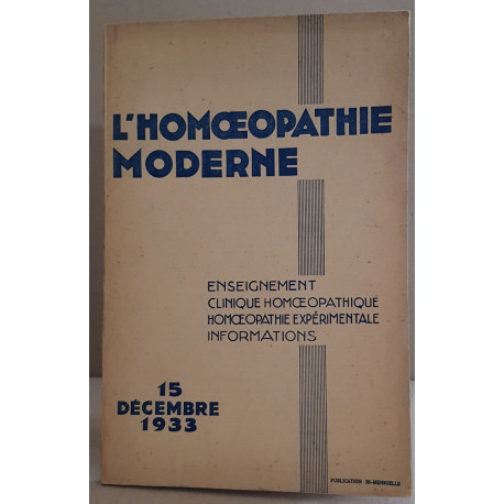 L'homoeopathie moderne - N°20 - 15 Décembre 1933