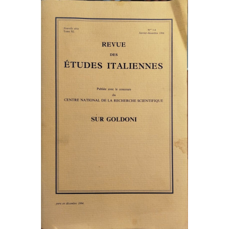 Revue des études italiennes / tome 40 / sur goldoni