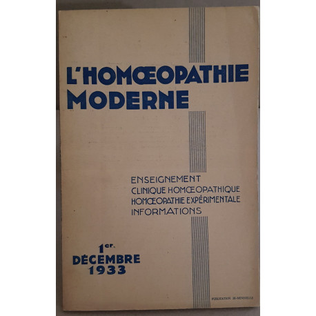 L'homoeopathie moderne - N°19 - 1° Décembre 1933