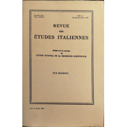 Revue des études italiennes / tome 32 / sur manzoni