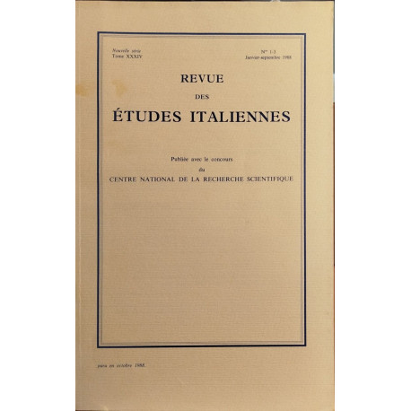 Revue des études italiennes / tome 34 / janvier septembre 1998