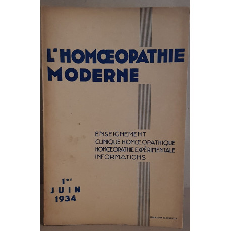 L'homoeopathie moderne - N°11 - 1° Juin 1934 + supplément