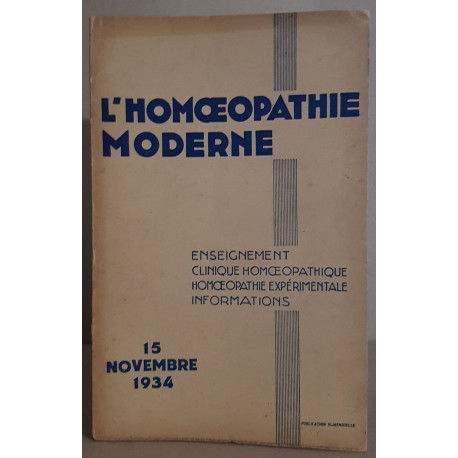 L'homoeopathie moderne - N°18 - 15 Novembre 1934