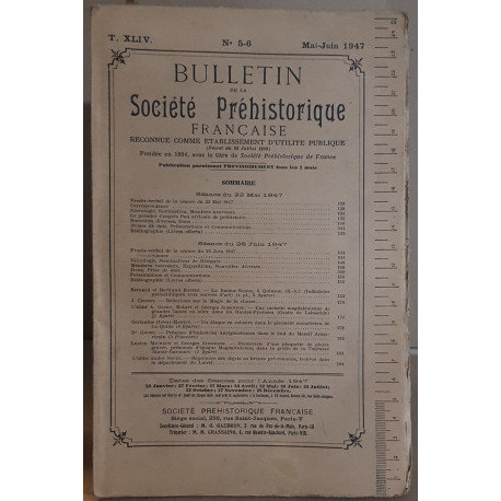 Bulletin de la société préhistorique française - Tome 44 - N°5-6