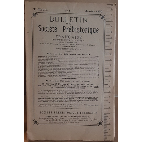 Bulletin de la société préhistorique française - Tome 27 - N°1