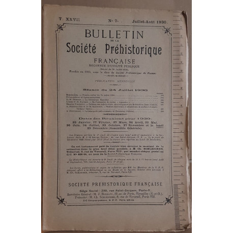 Bulletin de la société préhistorique française - Tome 27 - N°7
