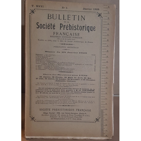 Bulletin de la société préhistorique française - Tome 26 - N°1