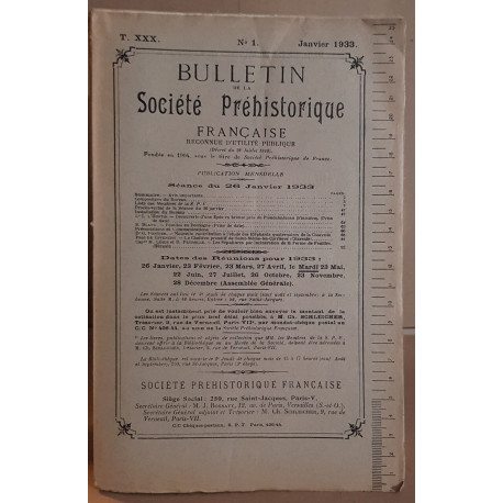 Bulletin de la société préhistorique française - Tome 30 - N°1
