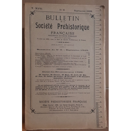 Bulletin de la société préhistorique française - Tome 26 - N°9