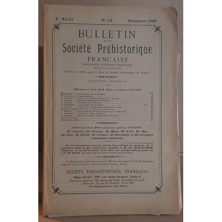 Bulletin de la société préhistorique française - Tome 23 - N°12