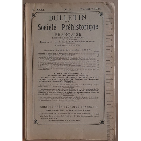 Bulletin de la société préhistorique française - Tome 31 - N°11
