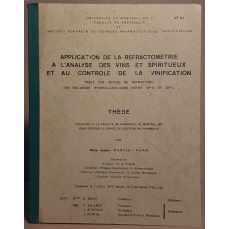 Application de la réfractométrie à l'analyse des vins et...