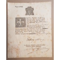 Document épiscopal du 18 Mars 1775 de la nomination au diocèse de...