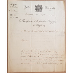 Lettre de la Garde Nationale - Légion de Vaucluse - Cohorte d'Apt...