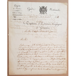 Lettre de la Garde Nationale - Légion de Vaucluse - Cohorte d'Apt...