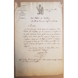 Lettre du maire de Gordes (Vaucluse) à monsieur De Barret chef de...