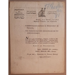 Circulaire du département de Vaucluse du 17 Pluviose An 6 (Janvier...