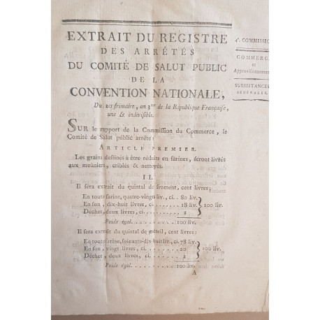 Extrait du registre des arrétés du comité de salut public de la...