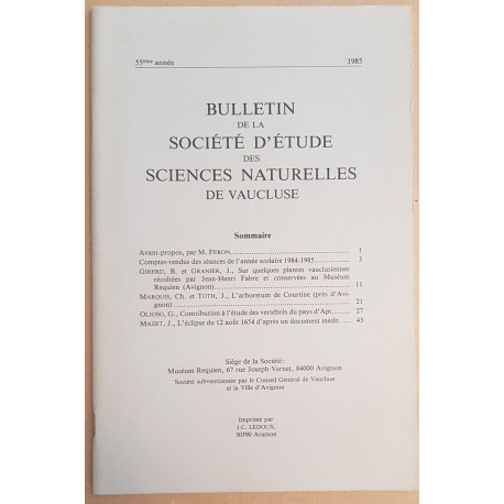 Bulletin de la société d'étude des sciences naturelles de Vaucluse...
