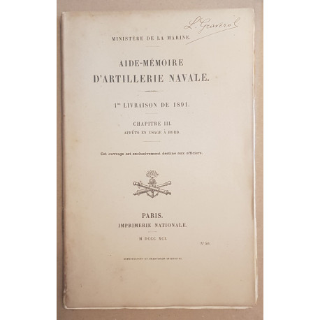 Aide-mémoire d'artillerie navale - Chapitre III (1° livraison) -...