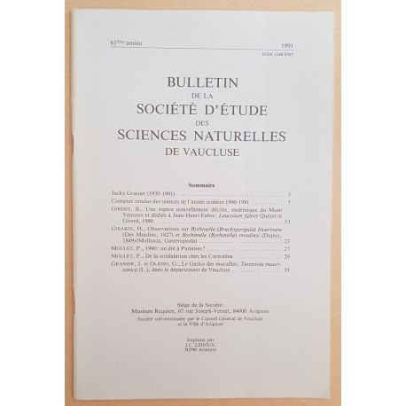 Bulletin de la société d'étude des sciences naturelles de Vaucluse