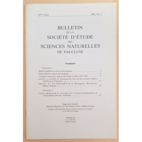 Bulletin de la société d'étude des sciences naturelles de Vaucluse...