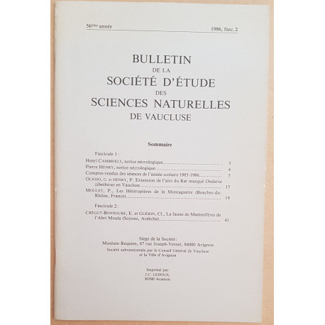 Bulletin de la société d'étude des sciences naturelles de Vaucluse...