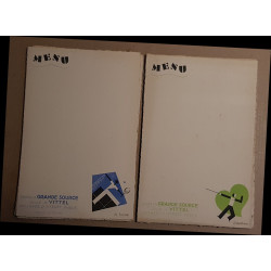 Lot de 12 menus publicitaires - Grande Source à Vittel - 2 thèmes...