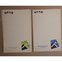 Lot de 10 menus publicitaires - Grande Source à Vittel - le tennis...